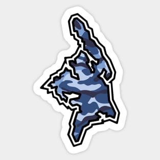 Cortes Island Silhouette in Blue Camouflage - Camo Pattern - Cortes Island Sticker